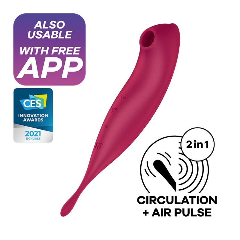 VIBRADOR TWIRLING PRO SATISFYER COM APLICAÇÃO CONNECT VERMELHO VIBRADOR TWIRLING PRO SATISFYER COM APLICAÇÃO CONNECT VERMELHO