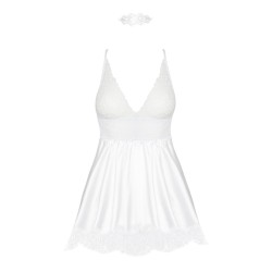 CAMISA DE NOITE E TANGA EVE BRANCO BEAUTY NIGHT FASHION