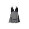 CAMISA DE NOITE E TANGA LAUREN PRETA BEAUTY NIGHT FASHION