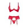 CONJUNTO DE 3 PEÇAS ROSE VERMELHO BEAUTY NIGHT FASHION