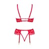 CONJUNTO DE 3 PEÇAS ROSE VERMELHO BEAUTY NIGHT FASHION