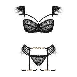 CONJUNTO DE 4 PEÇAS CRYSTAL PRETO BEAUTY NIGHT FASHION