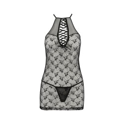 CAMISA DE NOITE E TANGA AZALIA PRETO EROTIC LINE PASSION