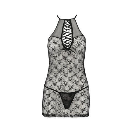 CAMISA DE NOITE E TANGA AZALIA PRETO EROTIC LINE PASSION
