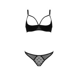 CONJUNTO DE 2 PEÇAS COM SUTIÃ ABERTO MARINA PRETO DEVIL COLLECTION PASSION