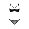 CONJUNTO DE 2 PEÇAS COM SUTIÃ ABERTO MARINA PRETO DEVIL COLLECTION PASSION