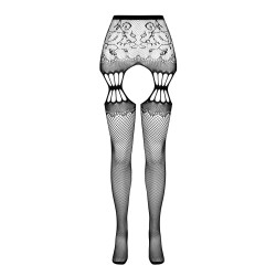 COLLANTS COM EFEITO DE LIGAS S027 PRETAS EROTIC LINE PASSION