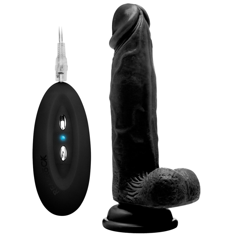 VIBRADOR REALÍSTICO COM TESTÍCULOS REALROCK 8” PRETO VIBRADOR REALÍSTICO COM TESTÍCULOS REALROCK 8” PRETO