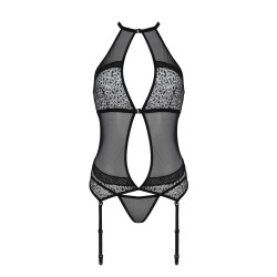 CORPETE E TANGA SATARA PRETO EROTIC LINE PASSION