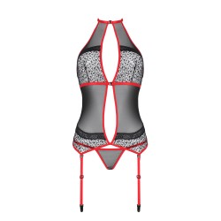 CORPETE E TANGA SATARA VERMELHO EROTIC LINE PASSION