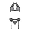 CONJUNTO DE 3 PEÇAS SATARA PRETO EROTIC LINE PASSION 