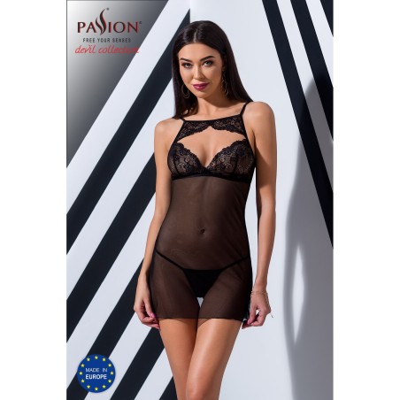 CAMISA DE NOITE E TANGA VERONIQUE PRETO PASSION