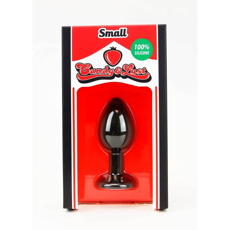PLUG ANAL DE SILICONE PEQUENO COM JOIA PRETO CANDY LUST PLUG ANAL DE SILICONE PEQUENO COM JOIA PRETO CANDY LUST