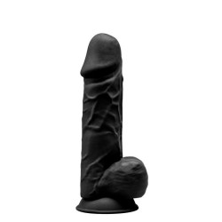 DILDO REALISTA DUAL DENSITY COM TESTÍCULOS PRETO MOD. 4 8.5" SILEXD