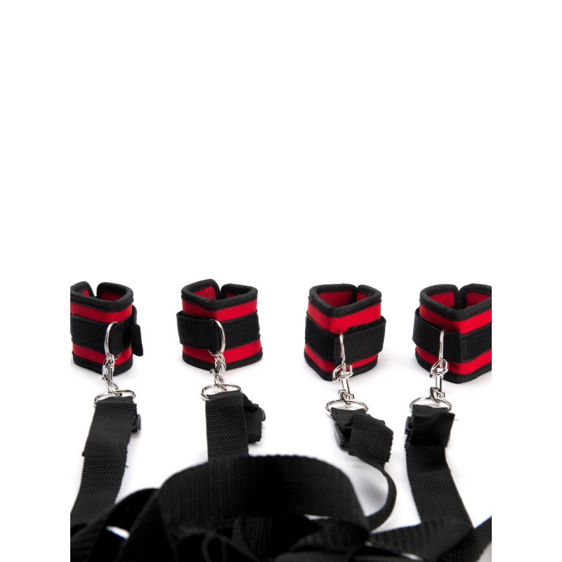 CONJUNTO DE RESTRIÇÕES PARA CAMA ARGUS FETISH PRETO E VERMELHO ARGUS TOYS CONJUNTO DE RESTRIÇÕES PARA CAMA ARGUS FETISH PRETO E VERMELHO ARGUS TOYS