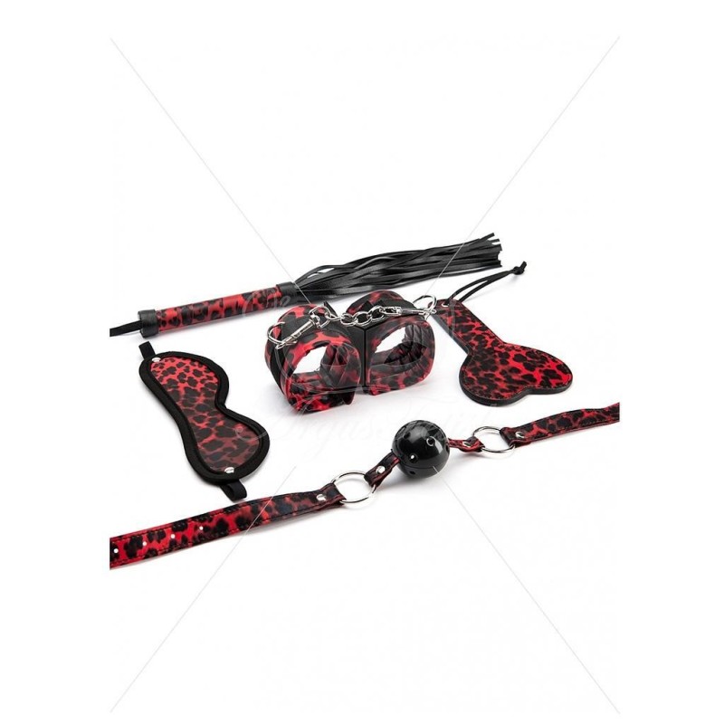 CONJUNTO DE 5 PEÇAS RED LEOPARD BONDAGE SET ARGUS TOYS CONJUNTO DE 5 PEÇAS RED LEOPARD BONDAGE SET ARGUS TOYS
