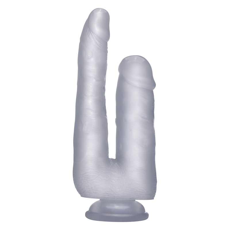 DILDO DUPLO REALÍSTICO REALROCK 9” TRANSPARENTE DILDO DUPLO REALÍSTICO REALROCK 9” TRANSPARENTE