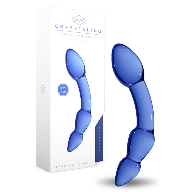 DILDO EM VIDRO SUPERIOR CHRYSTALINO AZUL DILDO EM VIDRO SUPERIOR CHRYSTALINO AZUL