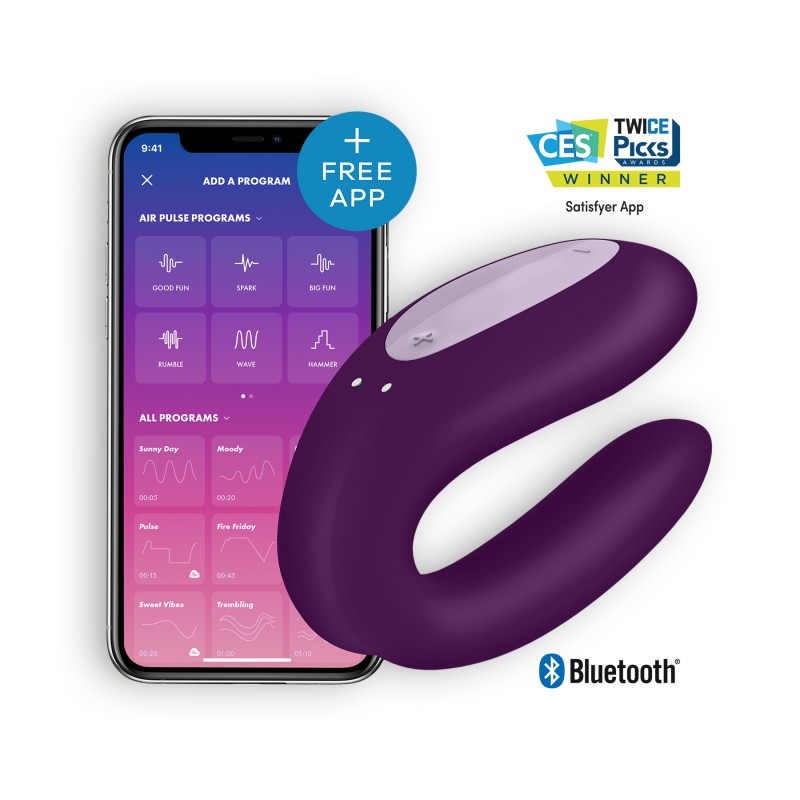 VIBRADOR DOUBLE JOY COM APP SATISFYER ROXO VIBRADOR DOUBLE JOY COM APP SATISFYER ROXO