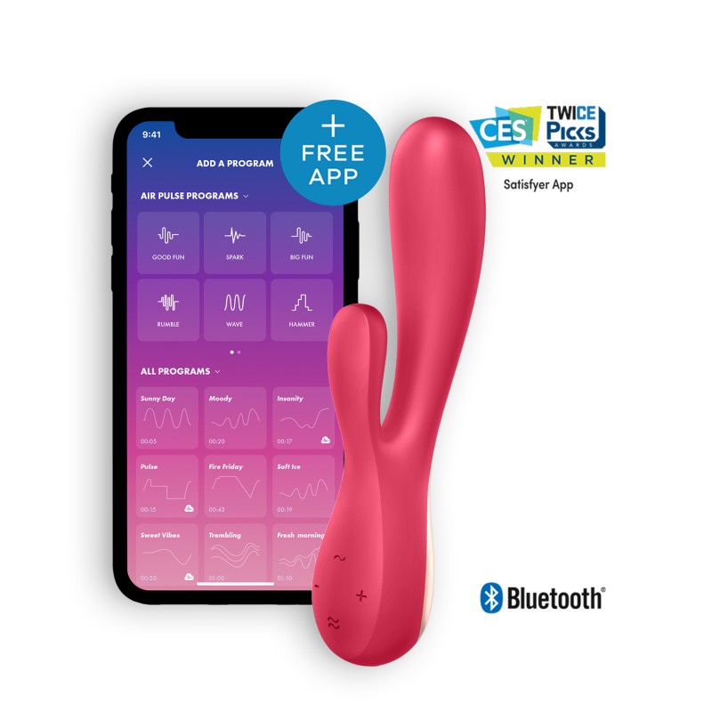 VIBRADOR MONO FLEX COM APP E BLUETOOTH SATISFYER VERMELHO VIBRADOR MONO FLEX COM APP E BLUETOOTH SATISFYER VERMELHO