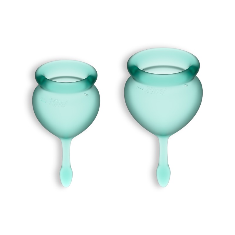 CONJUNTO DE 2 COPOS MENSTRUAIS FEEL GOOD SATISFYER VERDE ESCURO CONJUNTO DE 2 COPOS MENSTRUAIS FEEL GOOD SATISFYER VERDE ESCURO