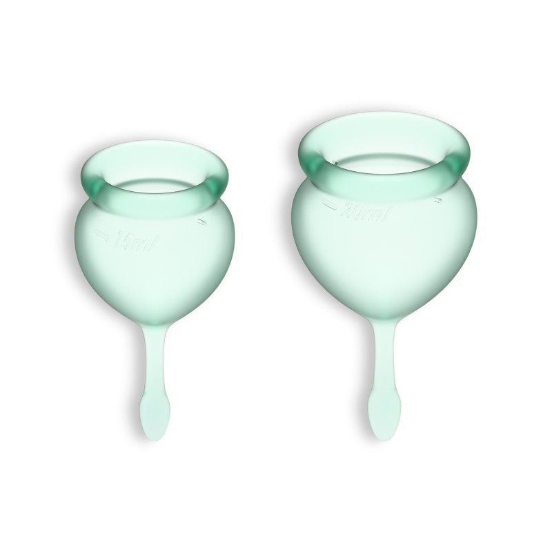 CONJUNTO DE 2 COPOS MENSTRUAIS FEEL GOOD SATISFYER VERDE CLARO CONJUNTO DE 2 COPOS MENSTRUAIS FEEL GOOD SATISFYER VERDE CLARO