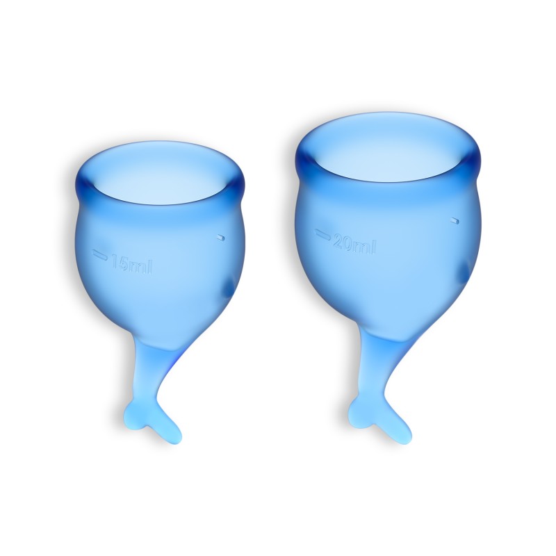 CONJUNTO DE 2 COPOS MENSTRUAIS FEEL SECURE SATISFYER AZUL ESCURO CONJUNTO DE 2 COPOS MENSTRUAIS FEEL SECURE SATISFYER AZUL ESCURO