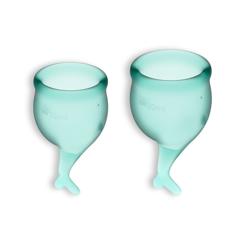 CONJUNTO DE 2 COPOS MENSTRUAIS FEEL SECURE SATISFYER VERDE ESCURO CONJUNTO DE 2 COPOS MENSTRUAIS FEEL SECURE SATISFYER VERDE ESCURO