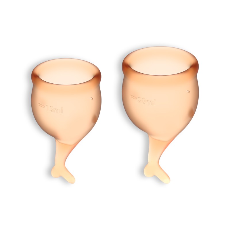 CONJUNTO DE 2 COPOS MENSTRUAIS FEEL SECURE SATISFYER LARANJA CONJUNTO DE 2 COPOS MENSTRUAIS FEEL SECURE SATISFYER LARANJA