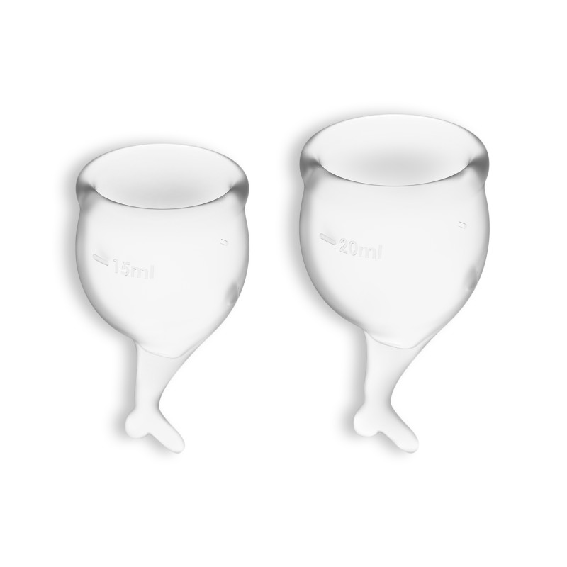 CONJUNTO DE 2 COPOS MENSTRUAIS FEEL SECURE SATISFYER TRANSPARENTE CONJUNTO DE 2 COPOS MENSTRUAIS FEEL SECURE SATISFYER TRANSPARENTE