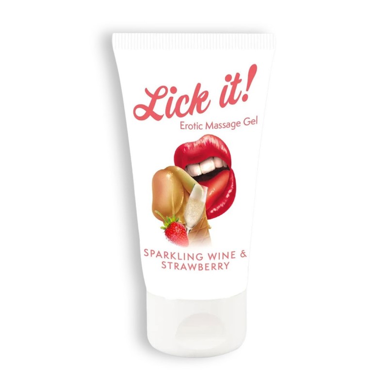 LUBRIFICANTE BEIJÁVEL LICK-IT MORANGO E CHAMPANHE 50ML LUBRIFICANTE BEIJÁVEL LICK-IT MORANGO E CHAMPANHE 50ML