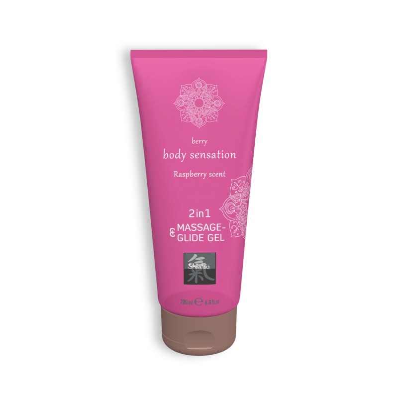 GEL DE MASSAGEM E LUBRIFICANTE 2EM1 COM SABOR A FRAMBOESA SHIATSU™ 200ML GEL DE MASSAGEM E LUBRIFICANTE 2EM1 COM SABOR A FRAMBOESA SHIATSU™ 200ML