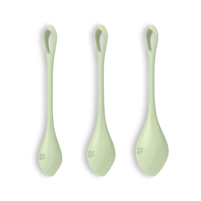 CONJUNTO DE 3 BOLAS KEGEL YONI POWER 2 SATISFYER VERDES CONJUNTO DE 3 BOLAS KEGEL YONI POWER 2 SATISFYER VERDES