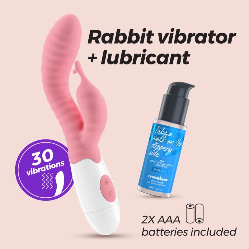 VIBRADOR COM ESTIMULADOR DE CLITÓRIS GUMMIE ROSA E LUBRIFICANTE À BASE DE ÁGUA INCLUÍDO CRUSHIOUS VIBRADOR COM ESTIMULADOR DE CLITÓRIS GUMMIE ROSA E LUBRIFICANTE À BASE DE ÁGUA INCLUÍDO CRUSHIOUS