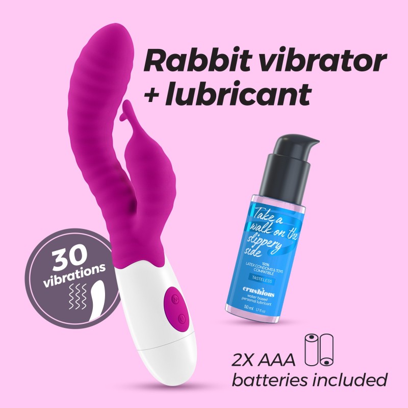 VIBRADOR COM ESTIMULADOR DE CLITÓRIS GUMMIE ROXO E LUBRIFICANTE À BASE DE ÁGUA INCLUÍDO CRUSHIOUS VIBRADOR COM ESTIMULADOR DE CLITÓRIS GUMMIE ROXO E LUBRIFICANTE À BASE DE ÁGUA INCLUÍDO CRUSHIOUS