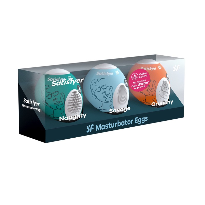 PACK DE 3 MASTURBADOR MASTURBATOR EGG NAUGHTY, SAVAGE E CRUNCHY SATISFYER PACK DE 3 MASTURBADOR MASTURBATOR EGG NAUGHTY, SAVAGE E CRUNCHY SATISFYER